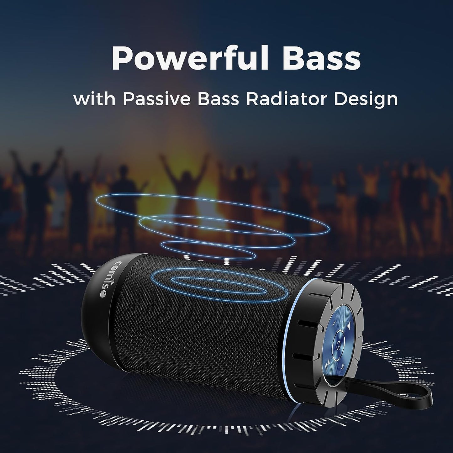 Bluetooth Speaker - IP65 Waterproof Portable Design with 360° HD Stereo Sound, Enhanced Bass, TWS Pairing, 24-Hour Playtime, Ideal for Home, Outdoor, Camping, and Beach Use, Perfect Gift for All.