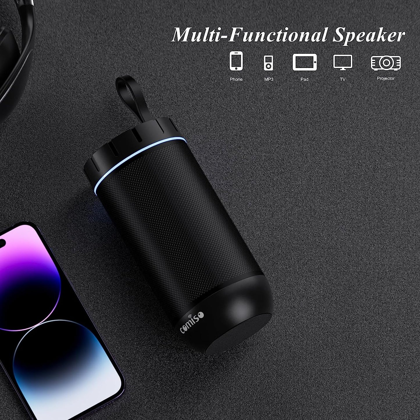 Bluetooth Speaker - IP65 Waterproof Portable Design with 360° HD Stereo Sound, Enhanced Bass, TWS Pairing, 24-Hour Playtime, Ideal for Home, Outdoor, Camping, and Beach Use, Perfect Gift for All.