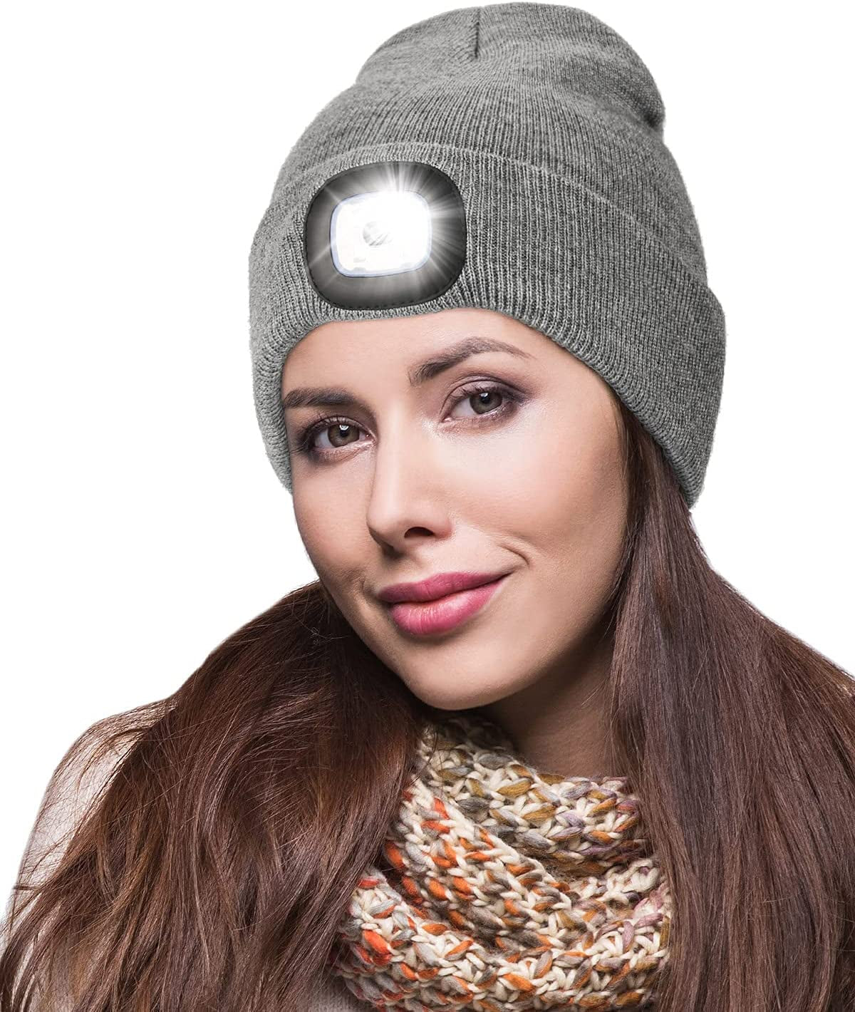 Unisex LED Beanie Hat with Rechargeable Headlamp - Ideal Winter Gift for Men, Dads, and Husbands