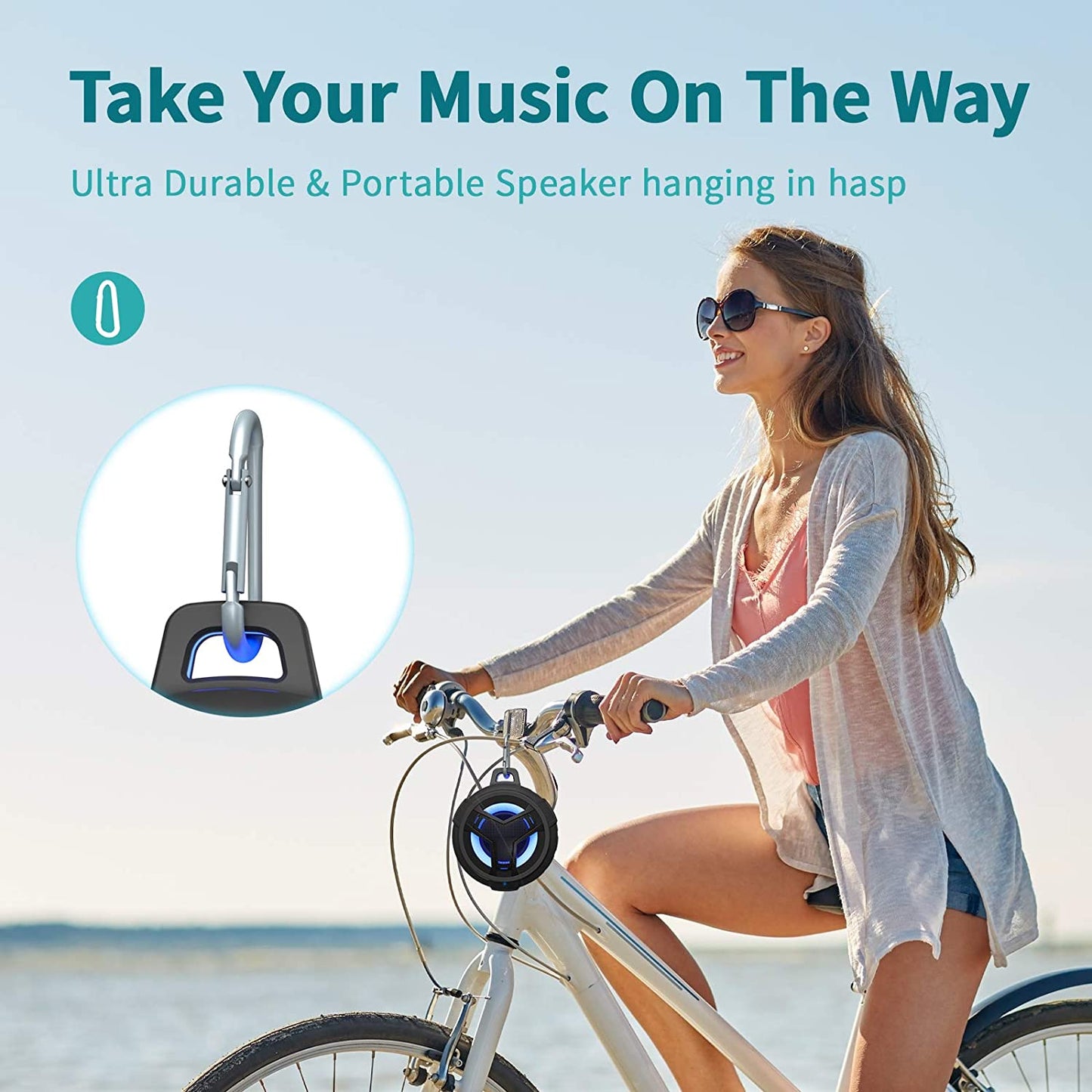 Bluetooth Shower Speaker - Portable IP67 Waterproof Wireless Speaker with LED Light, Floating Design, 2000mAh Battery, True Wireless Stereo for Kayaking and Beach Activities, Unisex Gift - Black