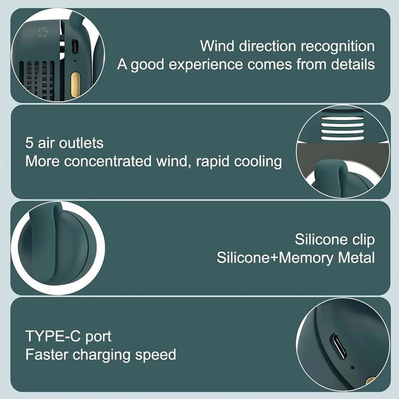 Portable Silent Mini Bladeless Fan, Electric Clip on Fan for Shirt, 3-Speed Waist Fan, Personal Fan, Rotating Body Fan Suitable for Outdoor Travel, Office, Sports, Summer Gifts for Friend