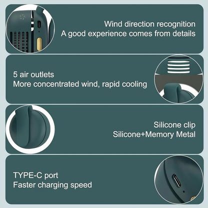 Portable Silent Mini Bladeless Fan, Electric Clip on Fan for Shirt, 3-Speed Waist Fan, Personal Fan, Rotating Body Fan Suitable for Outdoor Travel, Office, Sports, Summer Gifts for Friend