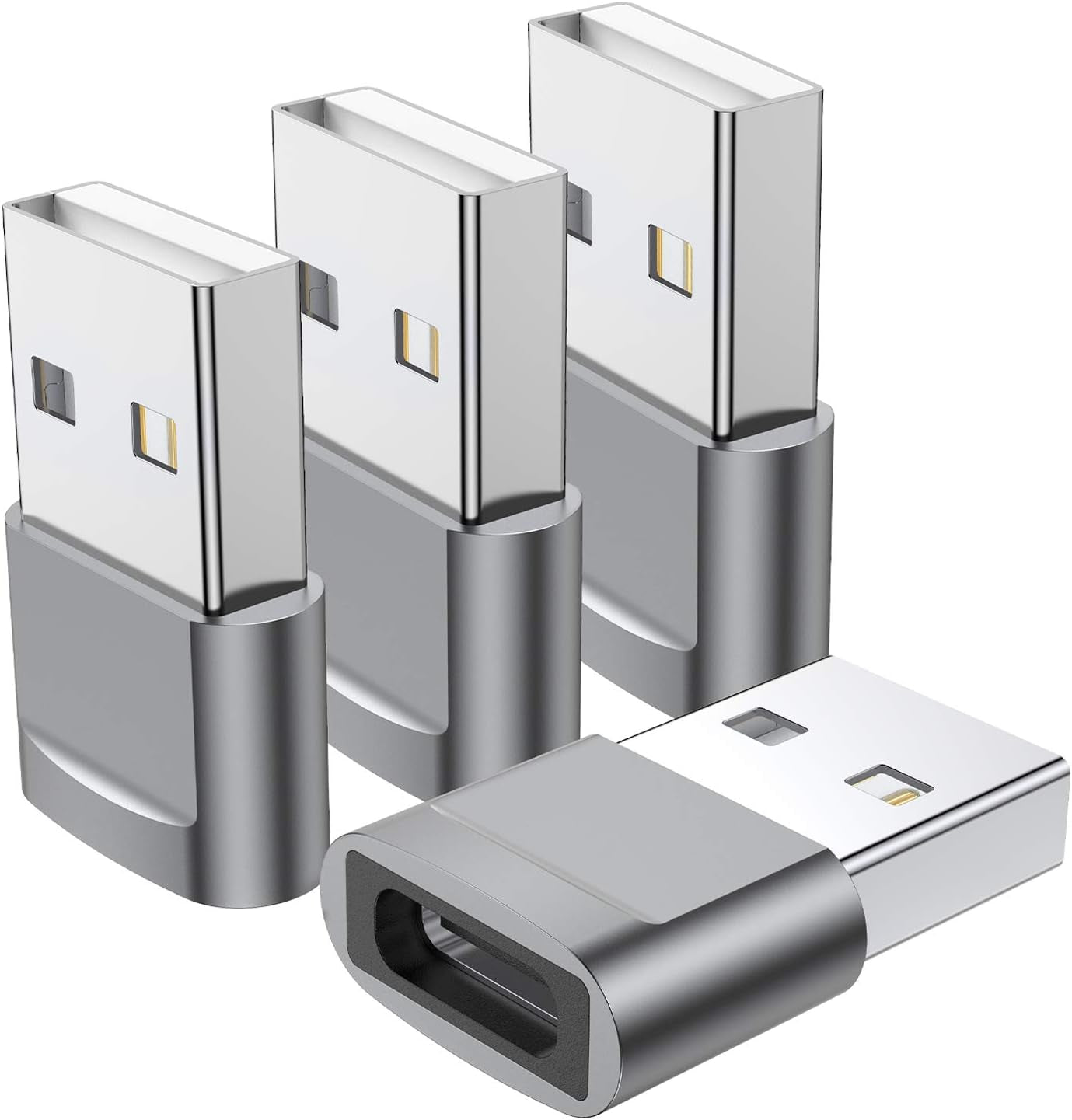 USB C Female to USB Male Adapter (4-Pack), Type C to USB a Charger Converter for Iphone 16 15 14 13 12 11 plus Pro Max, Samsung Galaxy S24 S23 S22 Ultra, Apple Iwatch Watch Series 7 8, Airpods, Ipad