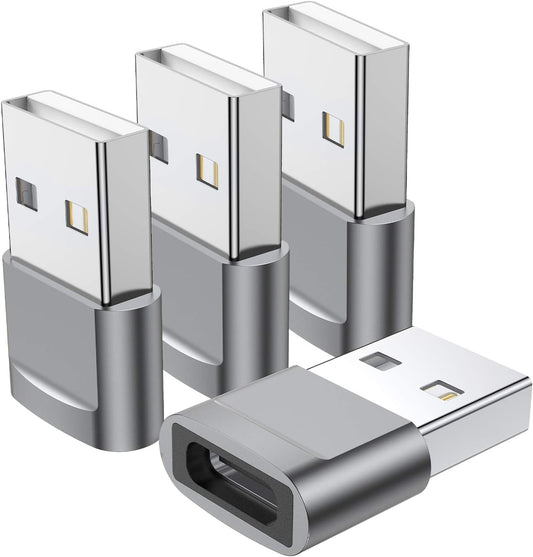 USB C Female to USB Male Adapter (4-Pack), Type C to USB a Charger Converter for Iphone 16 15 14 13 12 11 plus Pro Max, Samsung Galaxy S24 S23 S22 Ultra, Apple Iwatch Watch Series 7 8, Airpods, Ipad