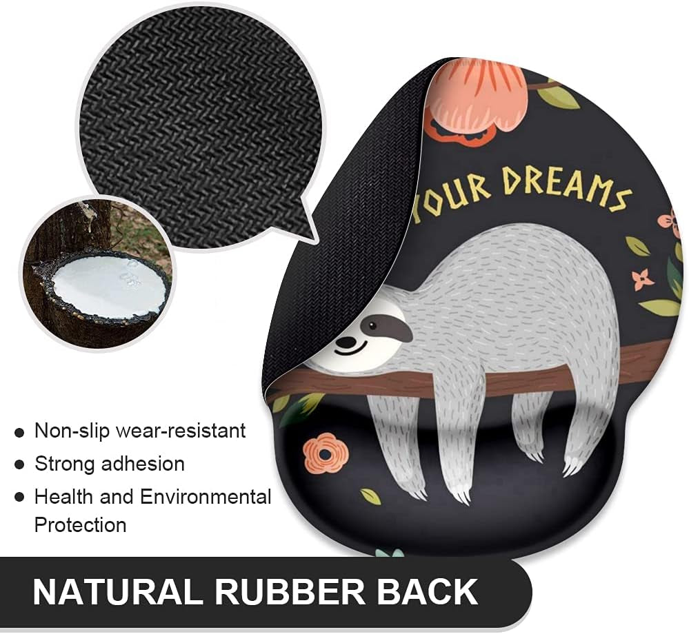 Ergonomic Sloth-Themed Mouse Pad with Wrist Support and Non-Slip Rubber Base, Ideal for Gaming and Office Use (250mm x 230mm x 5mm)