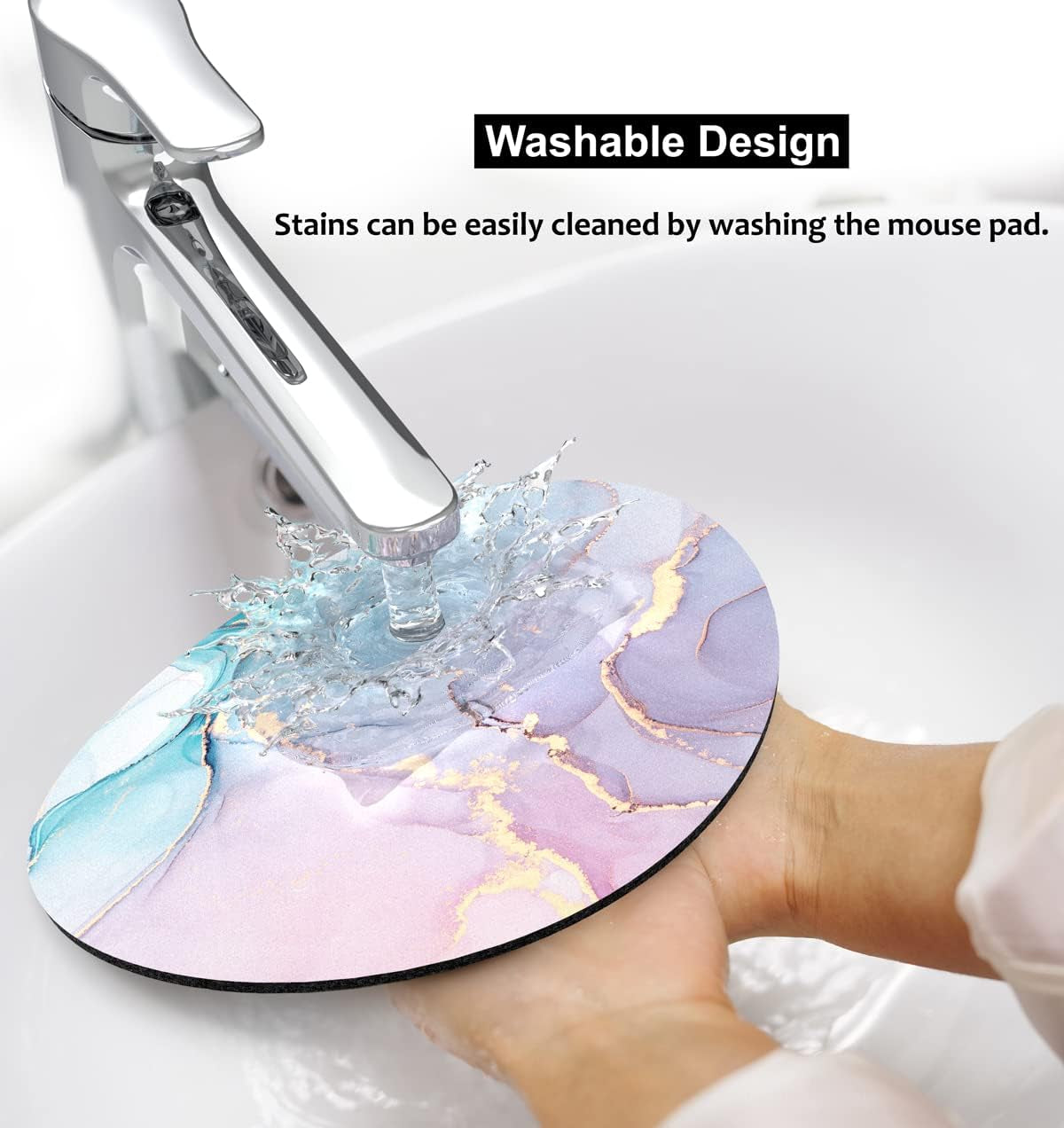 Round Marble Mouse Pad, 7.9 x 7.9 Inches, Portable and Washable for Laptop and Wireless Mouse - Ideal for Home, Office, and Travel