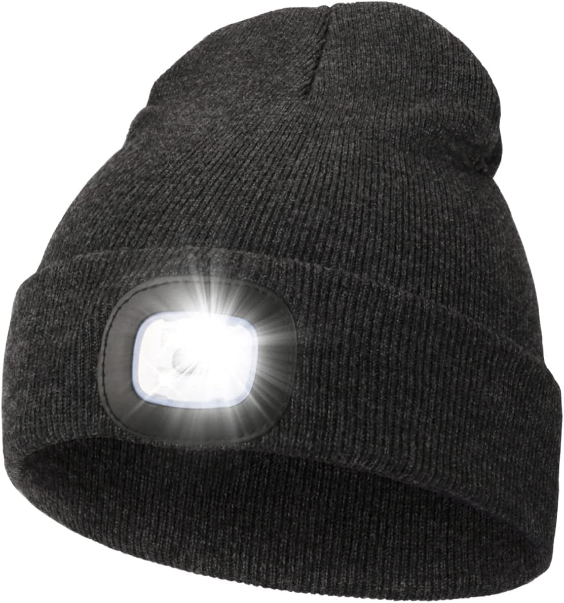 Unisex LED Beanie Hat with Rechargeable Headlamp - Ideal Winter Gift for Men, Dads, and Husbands