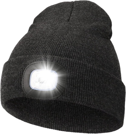 Unisex LED Beanie Hat with Rechargeable Headlamp - Ideal Winter Gift for Men, Dads, and Husbands