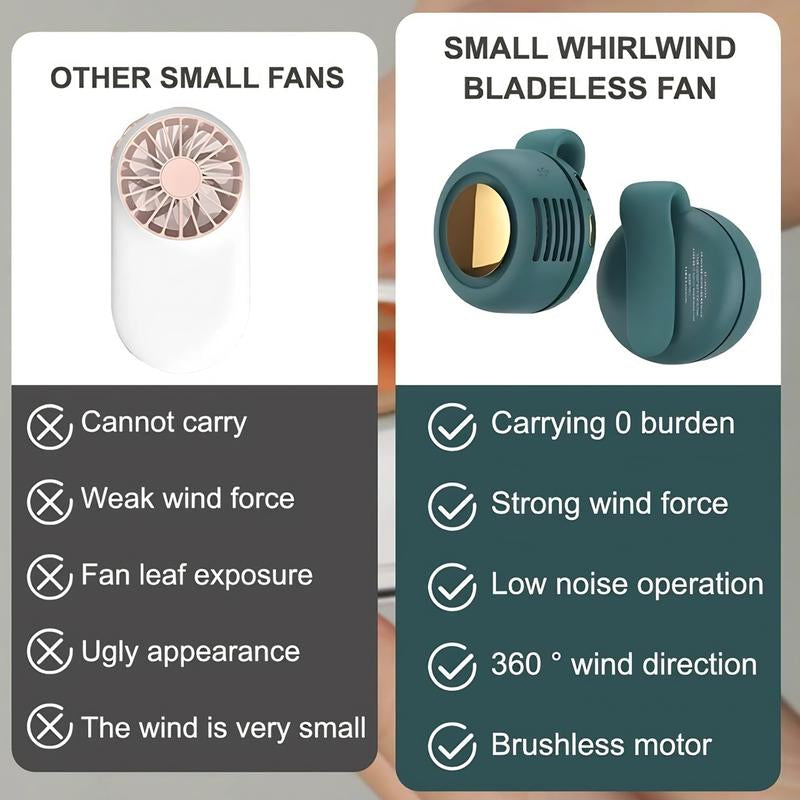 Portable Silent Mini Bladeless Fan, Electric Clip on Fan for Shirt, 3-Speed Waist Fan, Personal Fan, Rotating Body Fan Suitable for Outdoor Travel, Office, Sports, Summer Gifts for Friend