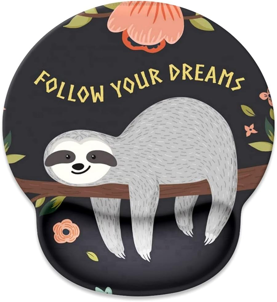 Ergonomic Sloth-Themed Mouse Pad with Wrist Support and Non-Slip Rubber Base, Ideal for Gaming and Office Use (250mm x 230mm x 5mm)