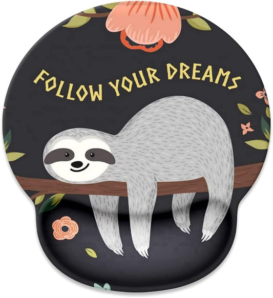Ergonomic Sloth-Themed Mouse Pad with Wrist Support and Non-Slip Rubber Base, Ideal for Gaming and Office Use (250mm x 230mm x 5mm)
