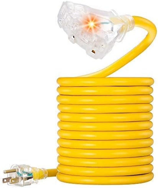 25 Ft Heavy Duty Outdoor Extension Cord, VCZHS12/3 UL Listed 12 Gauge 3-Prong SJTW with Multiple Outlets for Indoor/Outdoor Use