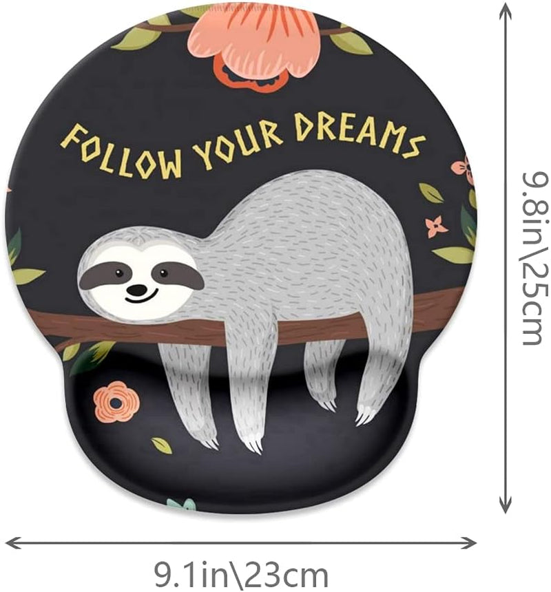 Ergonomic Sloth-Themed Mouse Pad with Wrist Support and Non-Slip Rubber Base, Ideal for Gaming and Office Use (250mm x 230mm x 5mm)