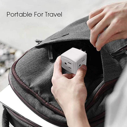 2-Prong to 3-Prong Mini Wall Plug Adapter with Multi Outlet Splitter and 3 Outlets