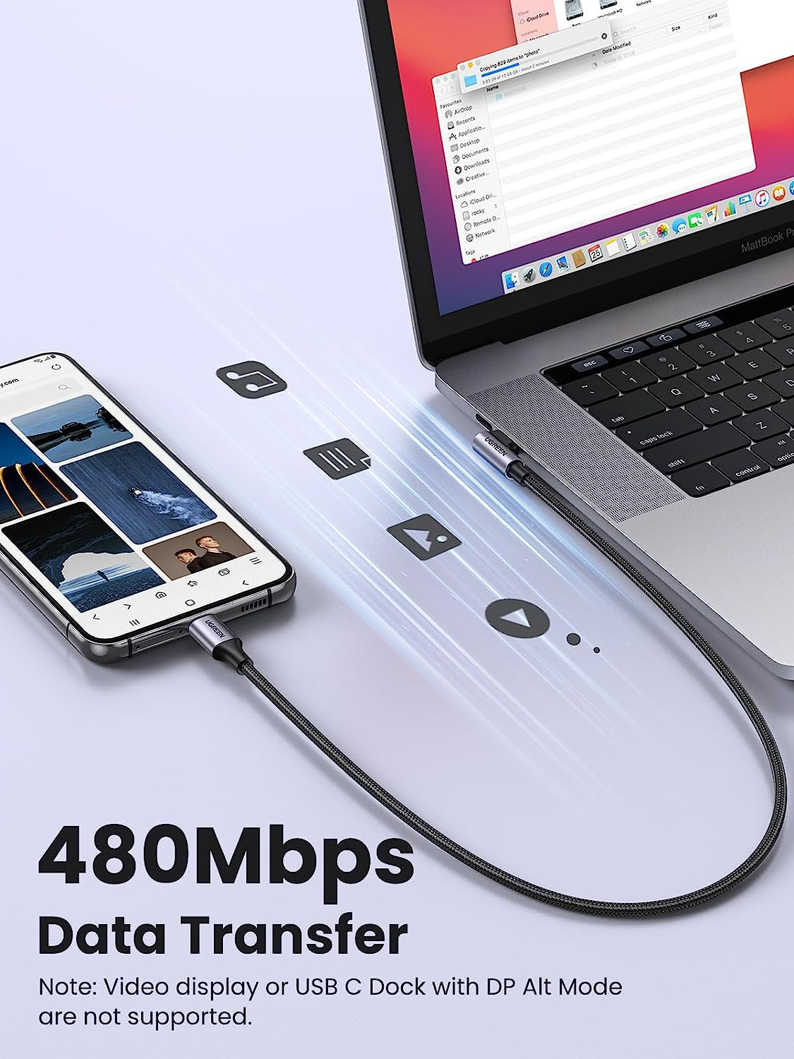Right Angle USB-C Cable 6.6FT (2-Pack) - 60W Type-C to Type-C Cable for iPhone 16/15, MacBook Pro/Air, iPad Pro 2022/Air 5/Mini 6, Galaxy S24/S23/S22, Pixel 8/7, and Nintendo Switch