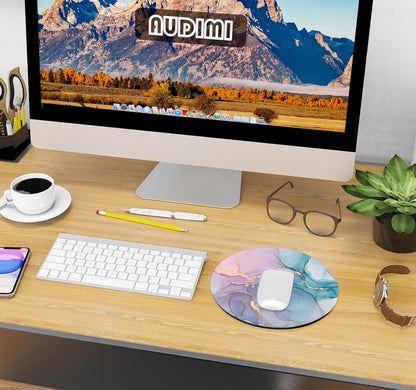 Round Marble Mouse Pad, 7.9 x 7.9 Inches, Portable and Washable for Laptop and Wireless Mouse - Ideal for Home, Office, and Travel