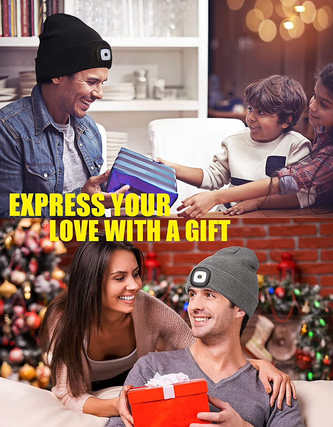 Unisex LED Beanie Hat with Rechargeable Headlamp - Ideal Winter Gift for Men, Dads, and Husbands