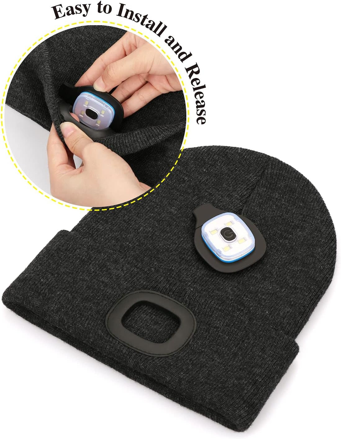 Unisex LED Beanie Hat with Rechargeable Headlamp - Ideal Winter Gift for Men, Dads, and Husbands