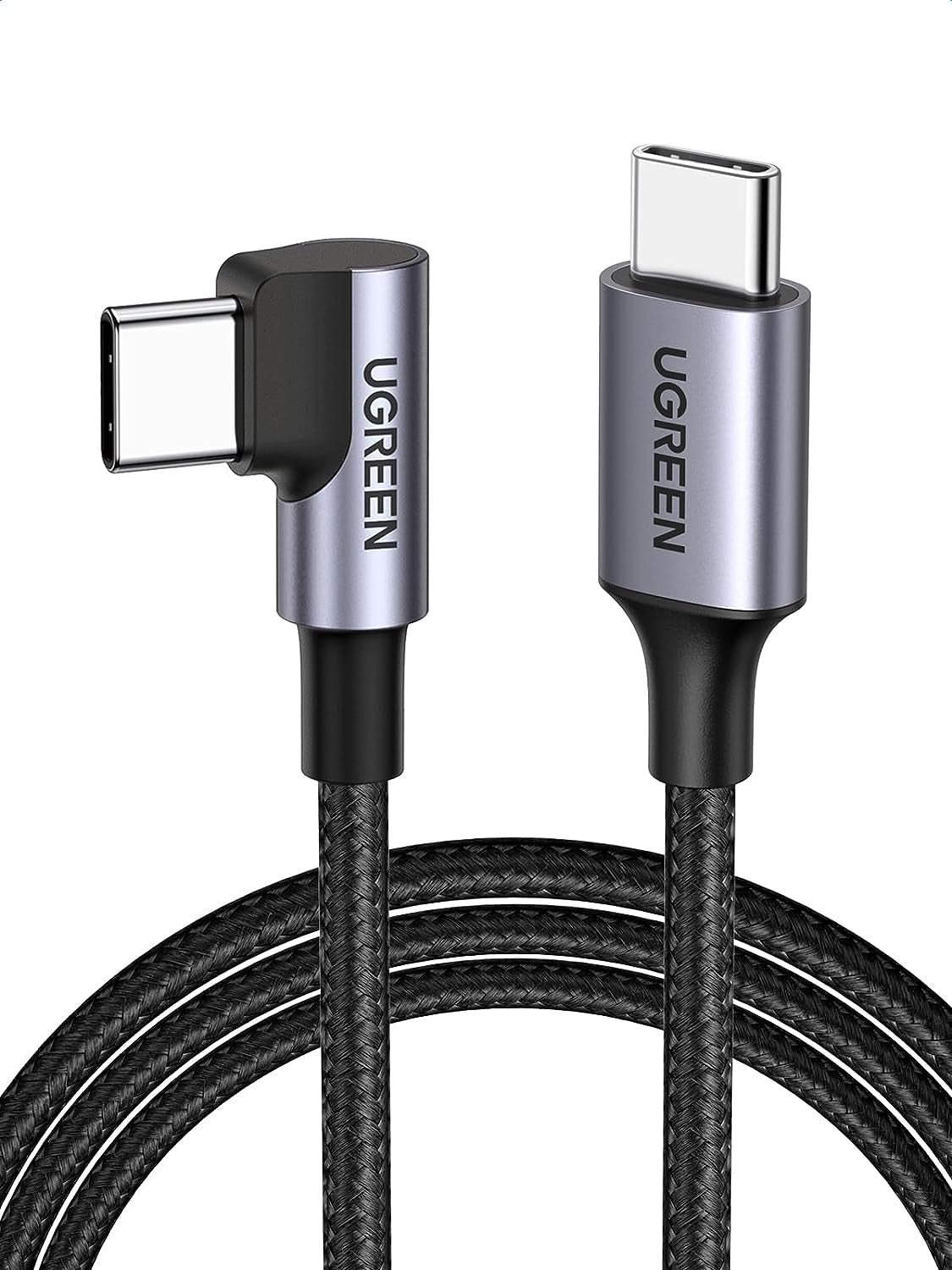 Right Angle USB-C Cable 6.6FT (2-Pack) - 60W Type-C to Type-C Cable for iPhone 16/15, MacBook Pro/Air, iPad Pro 2022/Air 5/Mini 6, Galaxy S24/S23/S22, Pixel 8/7, and Nintendo Switch