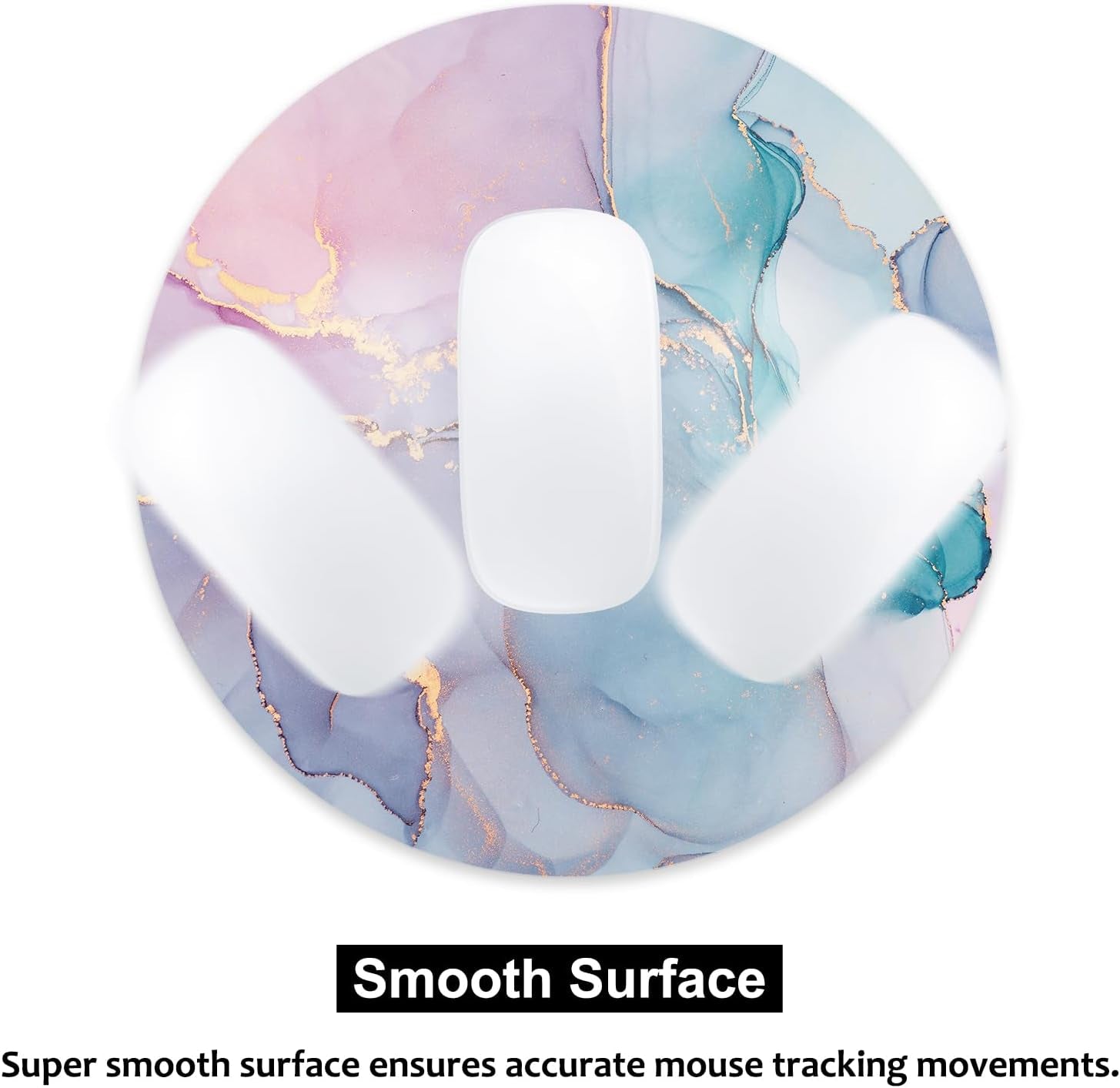 Round Marble Mouse Pad, 7.9 x 7.9 Inches, Portable and Washable for Laptop and Wireless Mouse - Ideal for Home, Office, and Travel