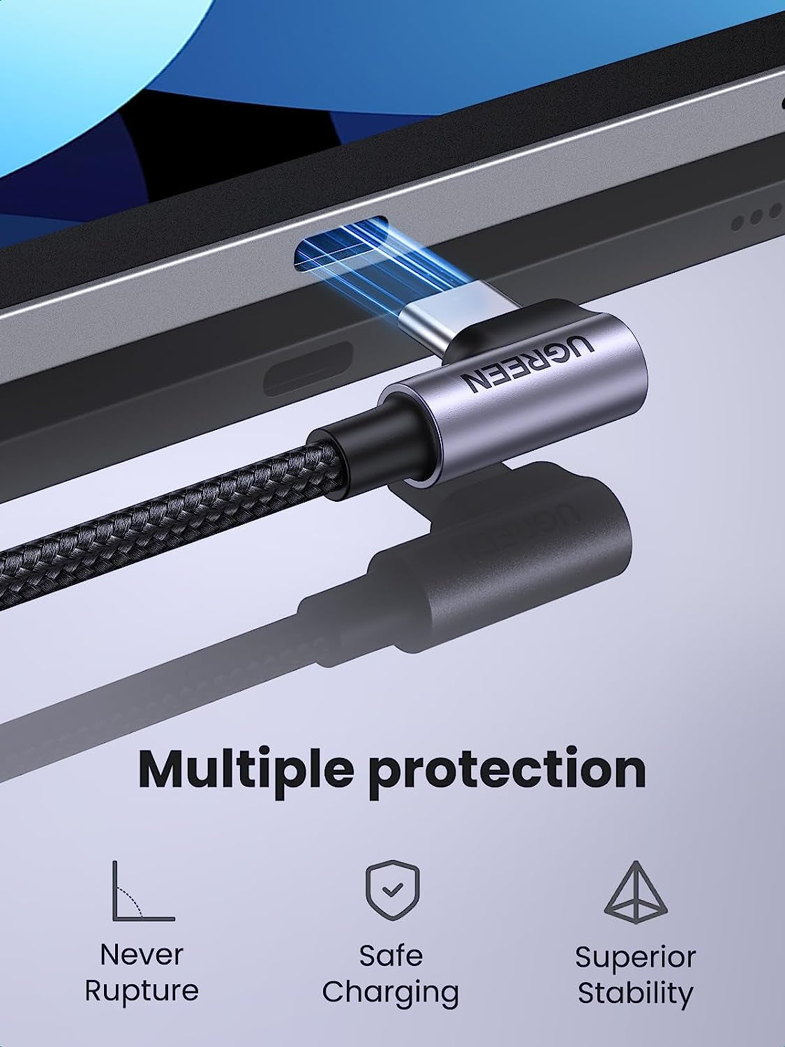 Right Angle USB-C Cable 6.6FT (2-Pack) - 60W Type-C to Type-C Cable for iPhone 16/15, MacBook Pro/Air, iPad Pro 2022/Air 5/Mini 6, Galaxy S24/S23/S22, Pixel 8/7, and Nintendo Switch